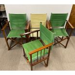 Four director's style wood and canvas garden chairs.