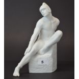 A Royal Copenhagen white porcelain figure "Pisces" by Pia Langelund, H. 25cm, (repairs to extended