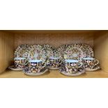 Five Royal Crown Derby cups and saucers with six plates, one cup handle restored.