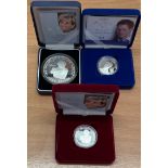 A group of 3 Royal Commemorative coins 2007; Alderney £10 proof coin and £5 coin, with a 2005 Prince