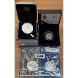A 2007 gilded edition Perth Mint Kookaburra coin together with a 2008 silver Koala coin, a 2007