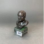 A small classical bronze male bust, H. 14cm.