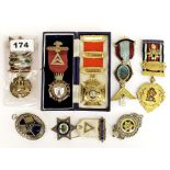 A quantity of silver, silver gilt and enamelled Masonic medals.