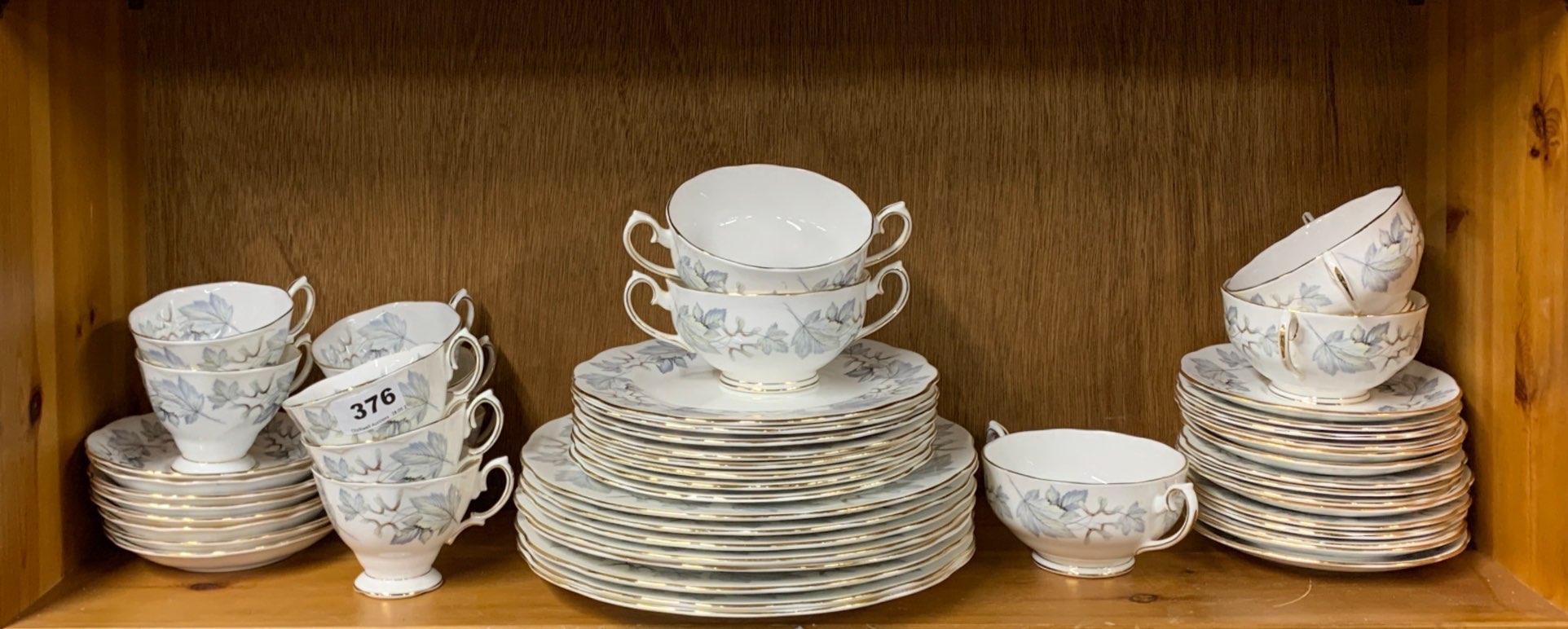 A Royal Albert silver maple part tea and dinner set, eight cups and saucers, eight side plates,