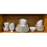 A Royal Albert silver maple part tea and dinner set, eight cups and saucers, eight side plates,