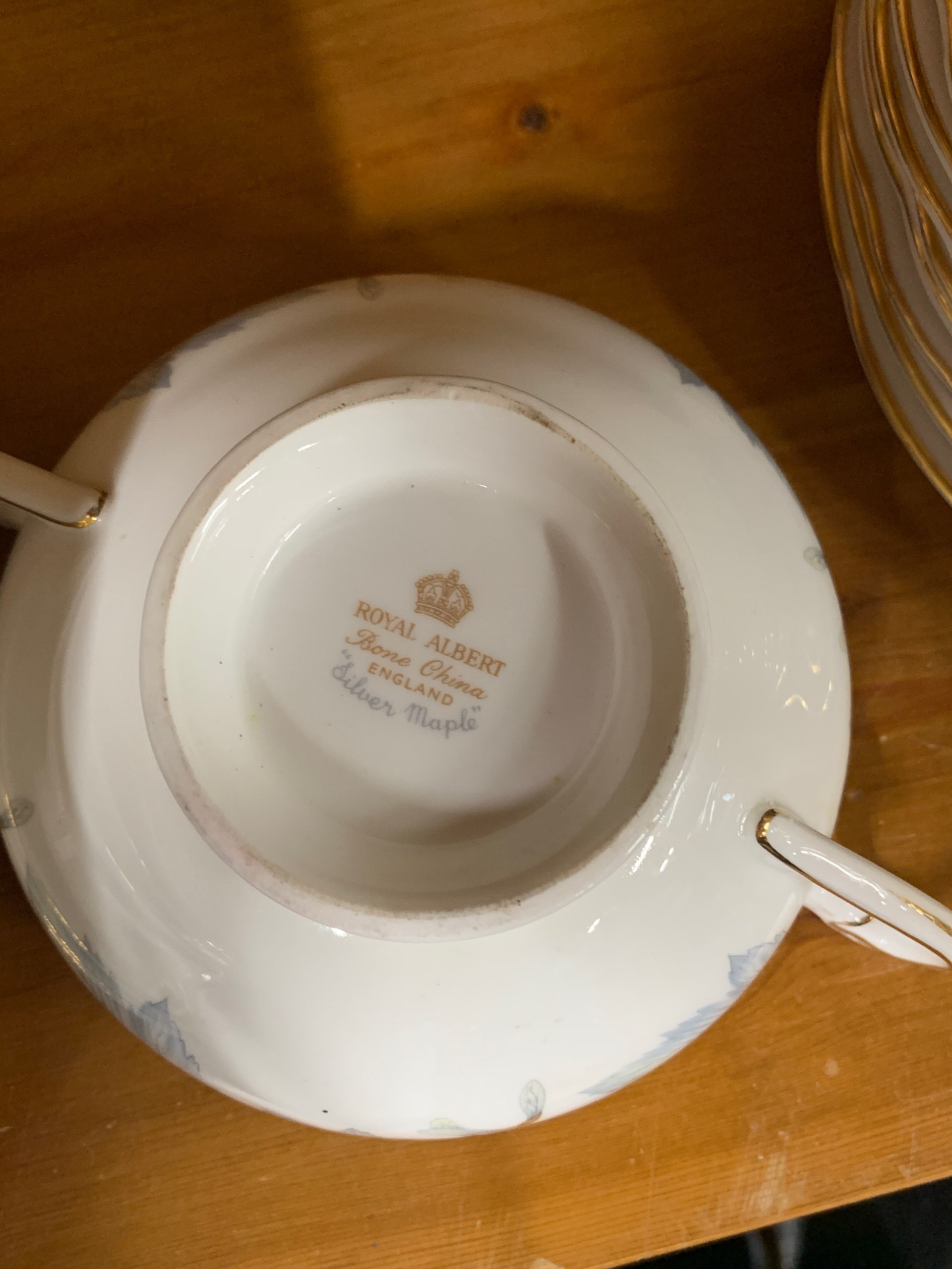 A Royal Albert silver maple part tea and dinner set, eight cups and saucers, eight side plates, - Image 2 of 2