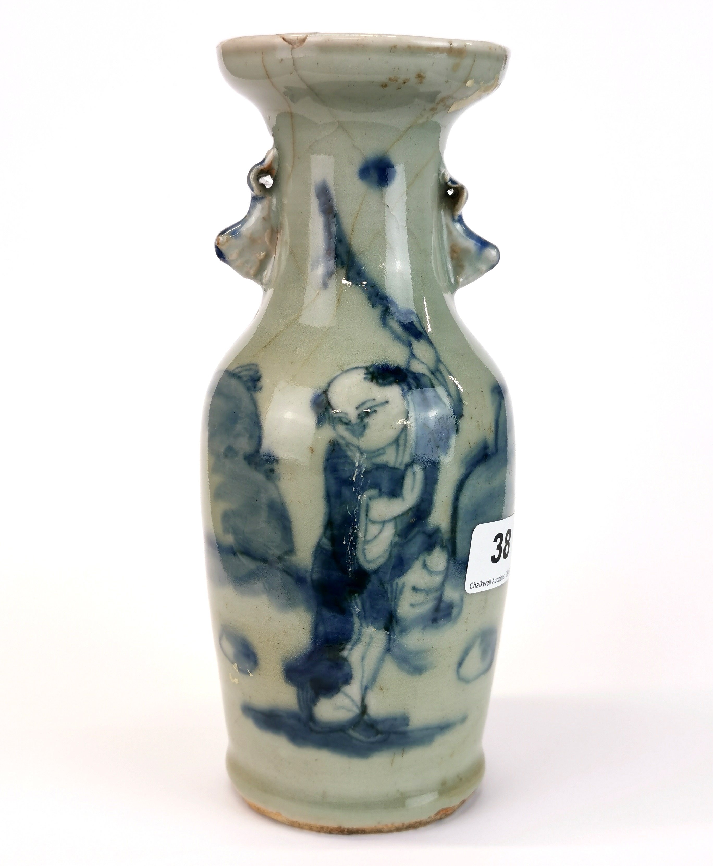 A 19th century Chinese hand painted porcelain vase, H. 23cm (A/F to rim).