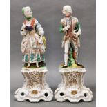 A pair of large 19th century French porcelain figurines, H. 45cm. (Woman restored at neck).
