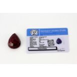 A large unmounted pear cut natural ruby, approx. 116.8ct. GLI certified.