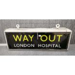 A double sided illuminated underground "Exit for London Hospital" sign, 99 x 35 x 16cm.