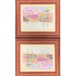 A pair of framed Polish watercolour winter scenes, frame size 38 x 31cm.