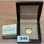 A cased gold 20 francs monarchs of Europe Napoleon III commemorative coin.