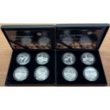 Two boxed silver 4 coin sets China terracotta army.