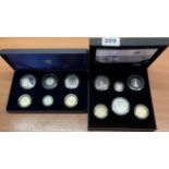 A 2007 silver proof coin set and 2009 silver proof coin set "family silver".