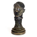 A reproduction Hitler head Nazi bronze seal, H. 8cm.