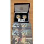 A boxed 2007 gold proof sovereign and half sovereign.