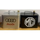 Two reproduction motorcar advertising petrol cans, H. 20cm.
