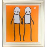 A large framed lithograph, frame size 86 x 87cm.