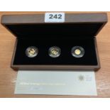 A cased 2011 gold proof sovereign, half sovereign and quarter sovereign set.