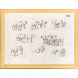 Robert Hills: A framed engraving of horses published 1803, frame size 44 x 34cm.