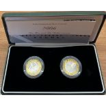 A cased pair of 2006 Brunel commemorative £2 silver and gilt proof coins.