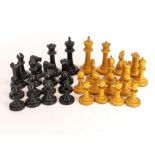 A boxed Staunton chess set, King H. 8.5cm. (slightly A/F).