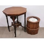 An Edwardian mahogany octagonal side table, 59 x 59 x 72cm, together with an unusual mahogany