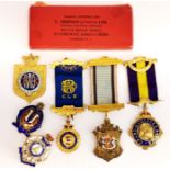 A group of silver gilt and enamel R.A.O.B. medals.