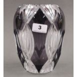 A heavy signed cut crystal vase, H. 20cm.