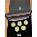 A 2007 boxed collection of commemorative silver gilt £5 coins History of the Monarchy (Tudor