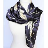 Vintage Rodier Paris Silk Scarf 87cm square. A lovely blue and white silk scarf by Rodier of Paris