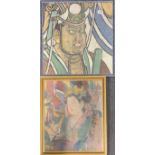 Two framed Chinese watercolours, largest 52 x 52cm.