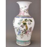 A Chinese hand painted porcelain vase, H. 43cm.