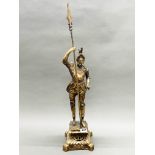 A large bronze/ brass figure of a pikeman, H. 80cm.