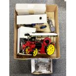 A Wilesco model traction engine and one other with a quantity of useful accessories, L. 30cm.