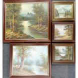 A group of framed landscape oils on canvas, 69 x 60cm.