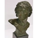 Frederick James Halnon (British 1881 -1958): A superb bronze of a young woman wearing a crown of lau