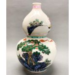 A Chinese hand painted porlcelain gourd shaped vase, H. 36cm.