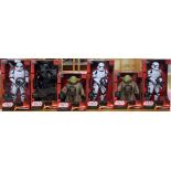 A group of six Star Wars figures, largest box H. 38cm.