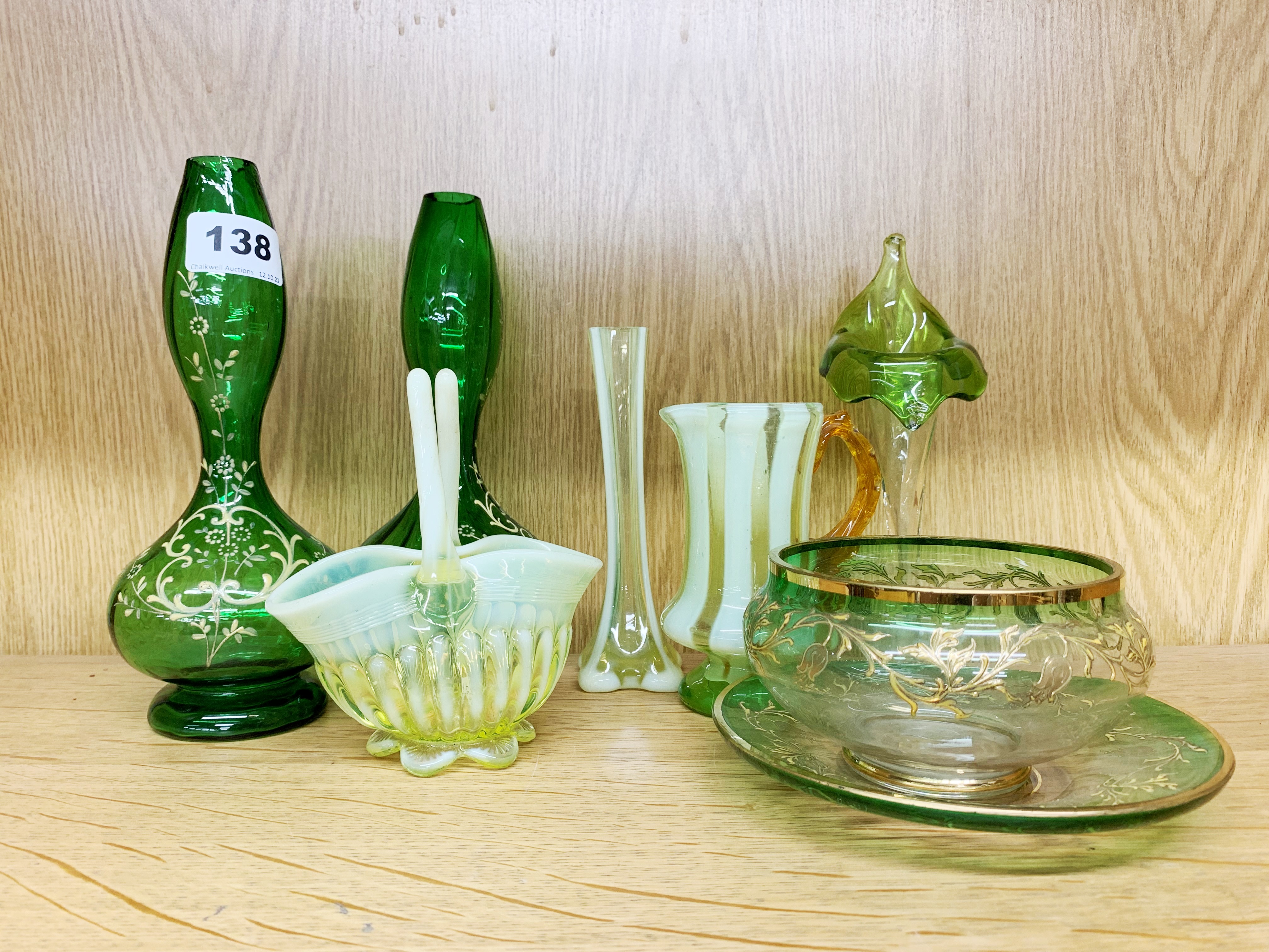 A good group of 19th and early 20th century green glassware, tallest 21cm. - Image 2 of 4