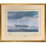 A pencil signed gilt framed ltd edition Robert Taylor print 'D-Day' signed by Brigadier Alex Stanion