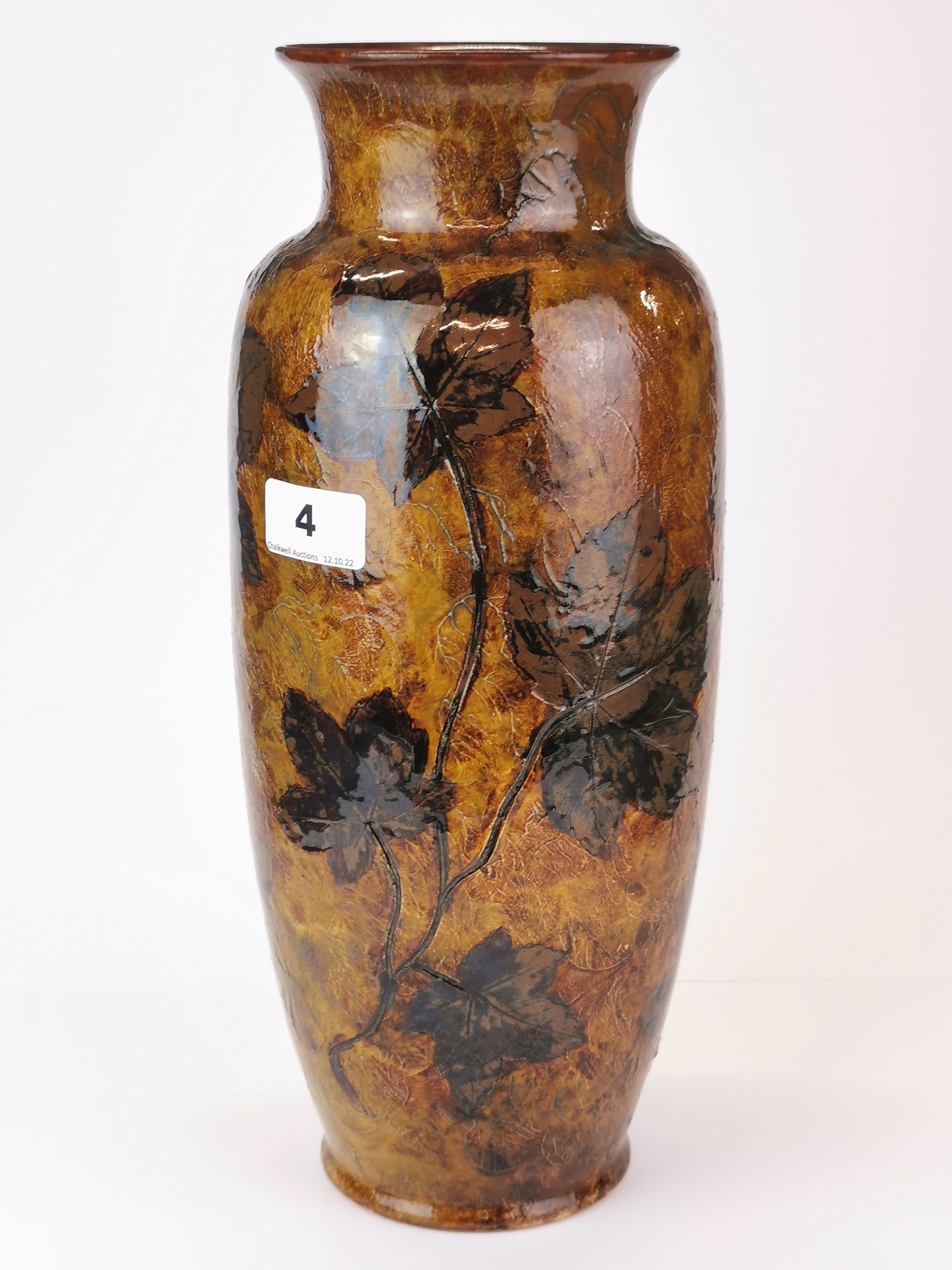 A large Royal Doulton stoneware leaf vase, H. 36cm.