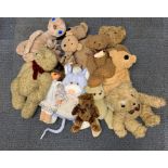 A quantity of vintage soft toys.