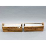 Two pine advertising window box plant holders, W. 35cm.