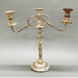 A silver plated candelabrum, H. 43cm.