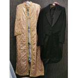 A gentleman's vintage dress coat, size approx. 36-38, together with a vintage Eastern robe.