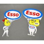 Two cast iron Esso advertising signs, H. 28cm.