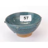 A Chinese robins egg glazed pottery bowl, Dia. 10cm. D. 5cm.