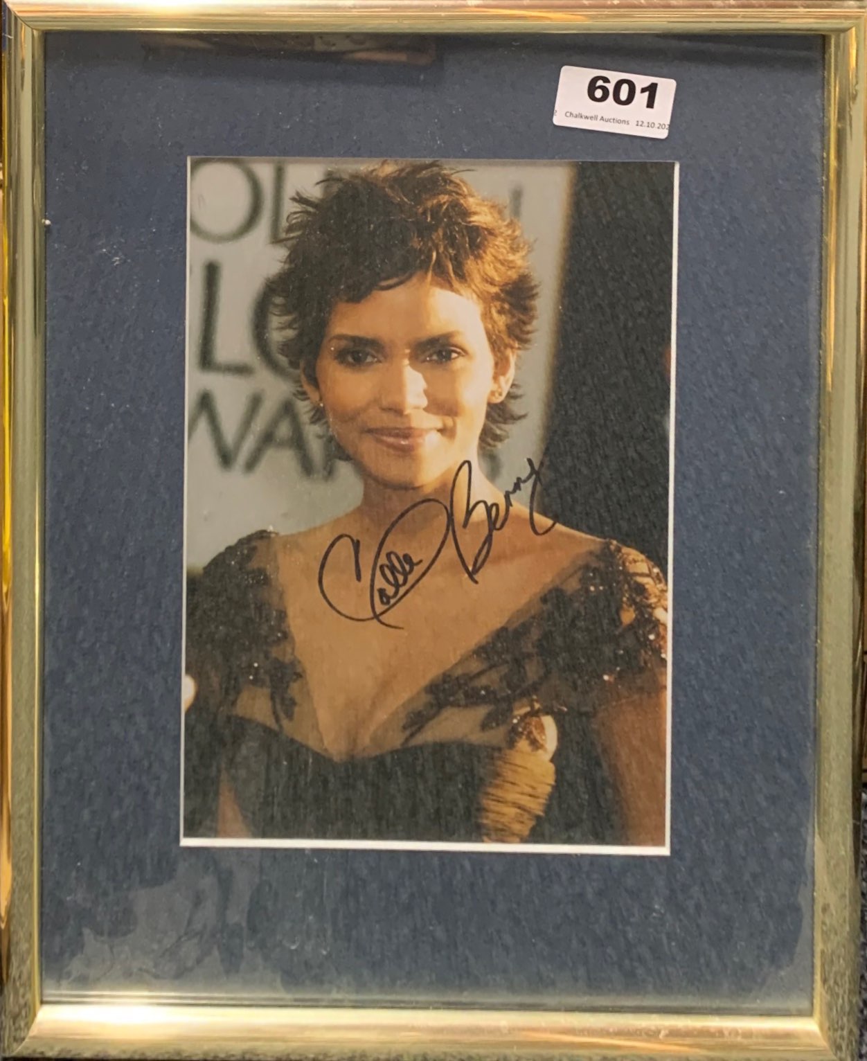 Autograph interest: A framed signed autograph photograph of Halle Berry.