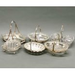 A WMF silver plate and glass basket, W. 24cm, together with a group of further silver plate and
